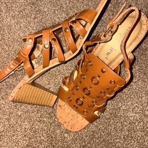 Corkys Tan Strappy Heeled Sandals